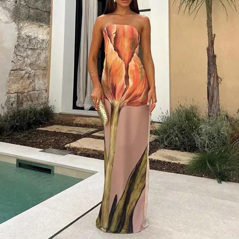 Evening Party Sexy Strapless Backless Dress