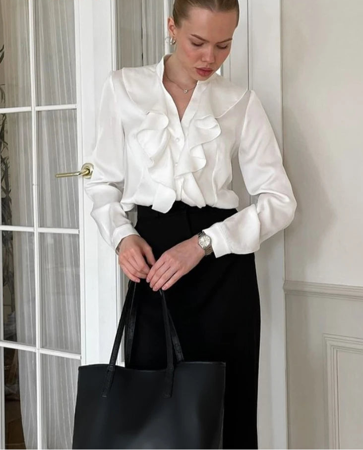 Vintage Satin Ruffled Shirts